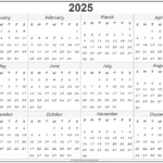 2025 Year Calendar Yearly Printable