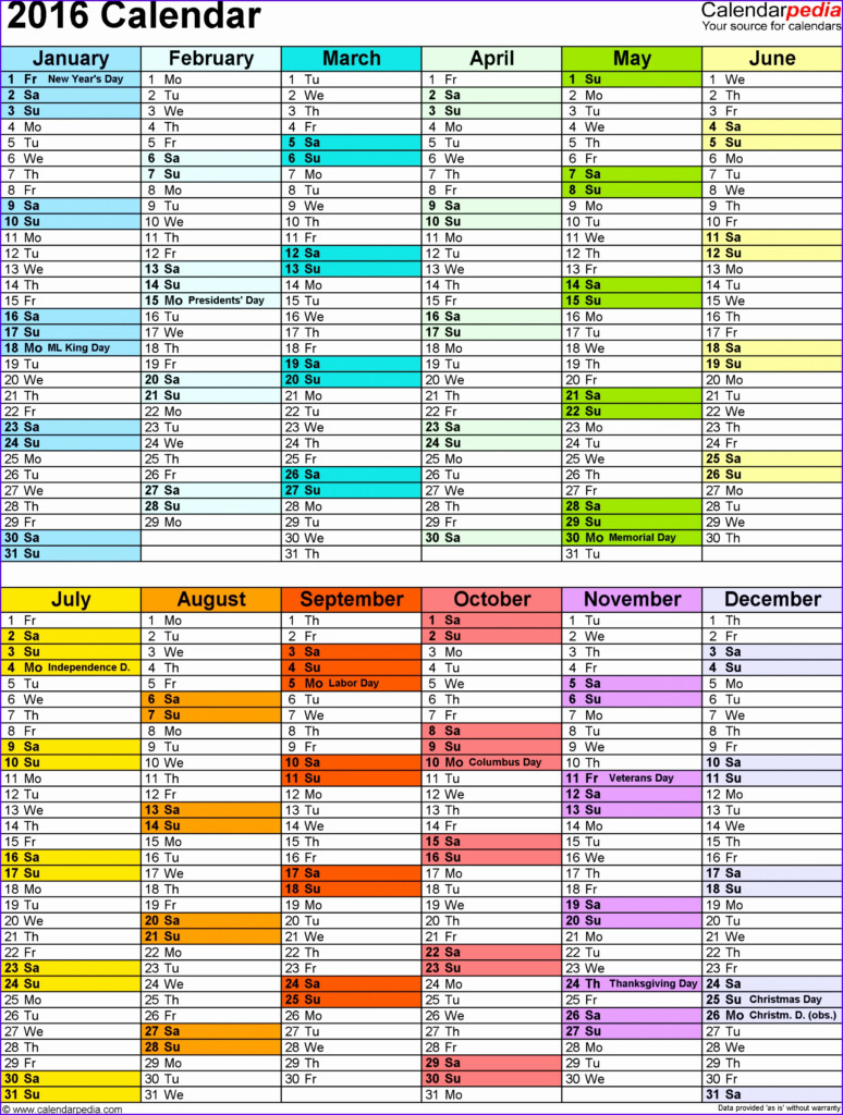 6 Annual Calendar Template Excel Excel Templates