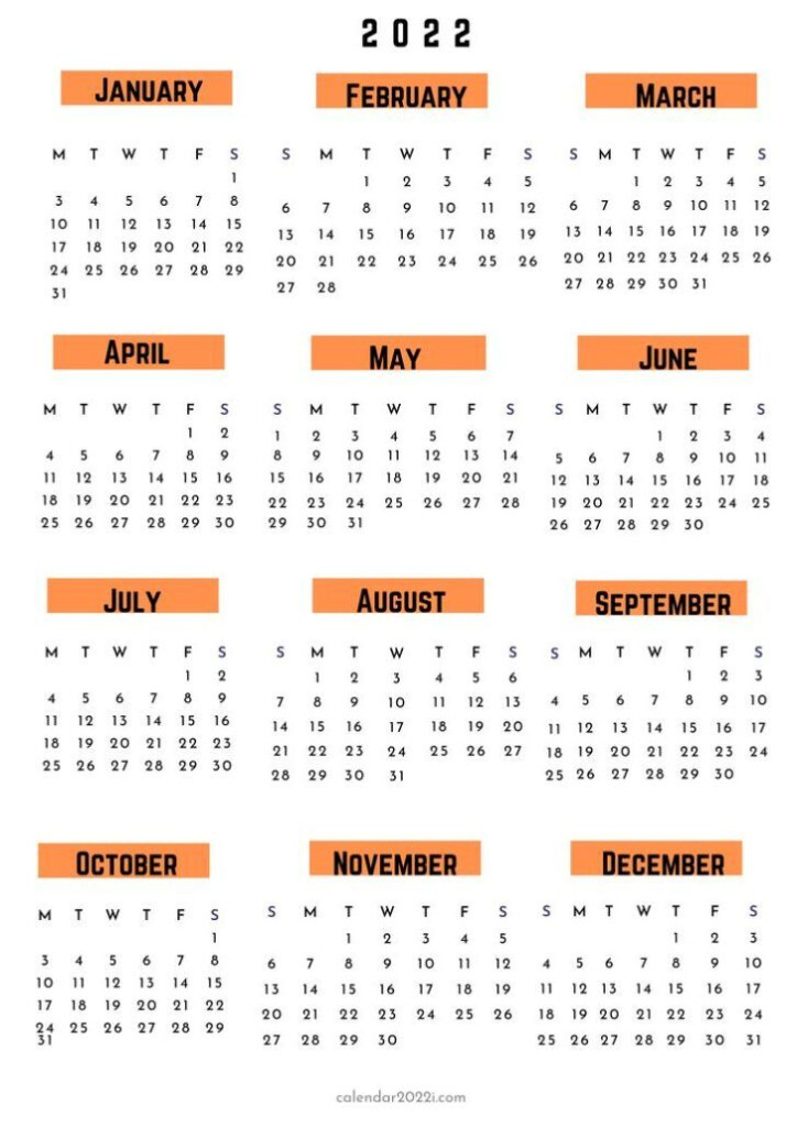 Printable A4 Year Calendar