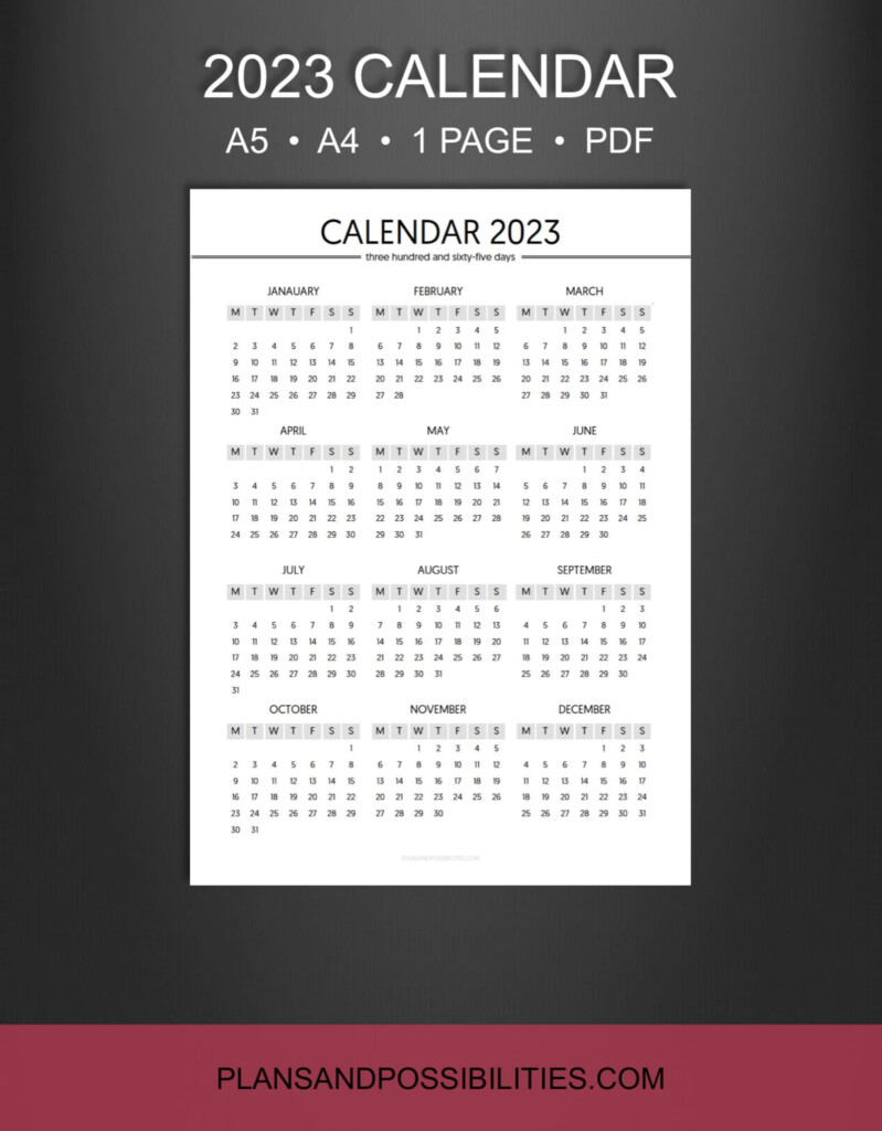 A5 2023 Year Planner Calendar Insert Year On One Page Etsy