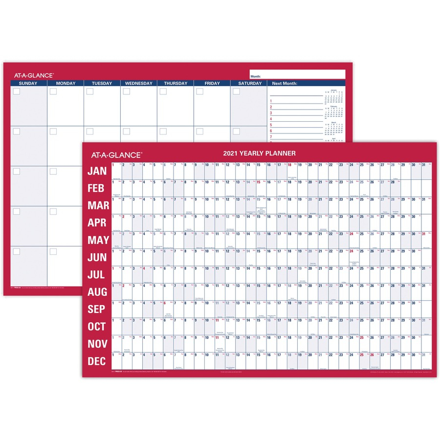 At A Glance Erasable Reversible Yearly Wall Planner Yearly 1 Year 