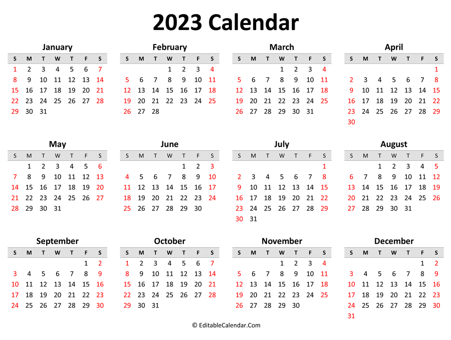 Awasome 2023 Calendar Landscape Ideas Calendar With Holidays 