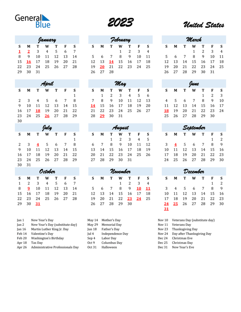 Awasome 2023 Calendar Year With Holidays 2022 Kelompok Belajar