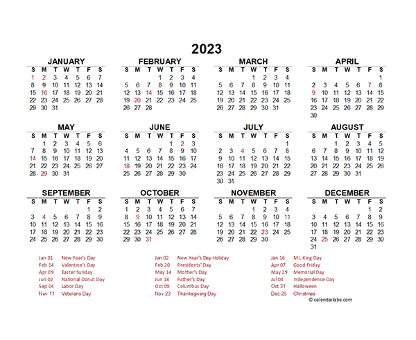 Best 2023 Calendar In Excel Photos Calendar With Holidays Printable 2023