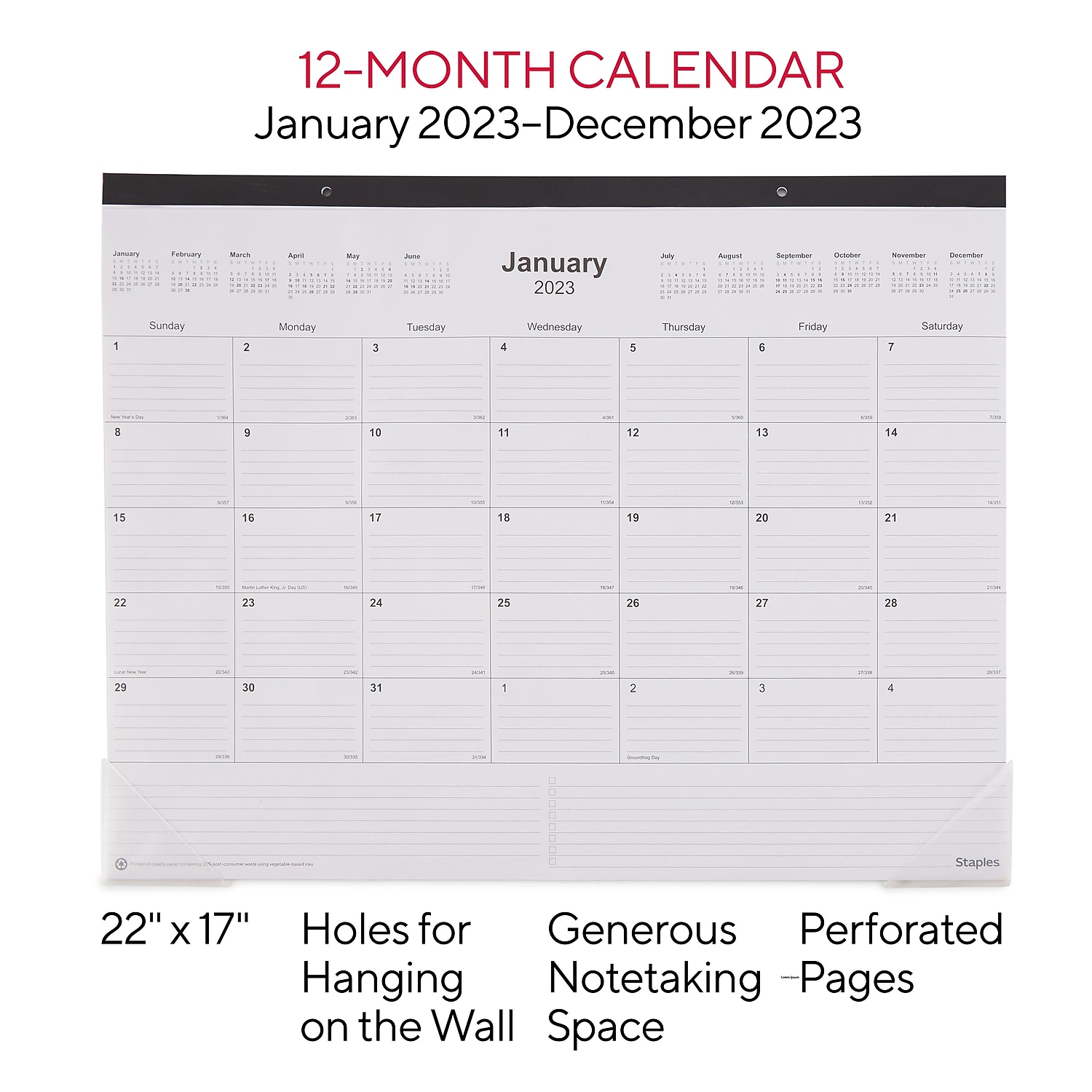 Buy 2023 Staples 17 X 22 Desk Pad Calendar Black ST12951 23 Online At