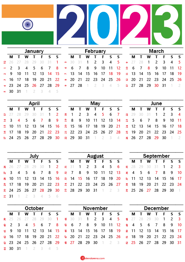 Calendar 2023 India With Holidays And Festivals Calendar Printables