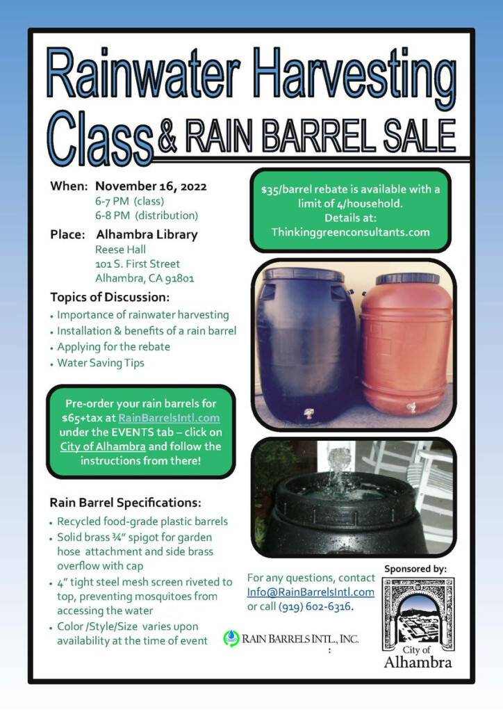 City Of Alhambra On Twitter The Next Rainwater Harvesting Class And 