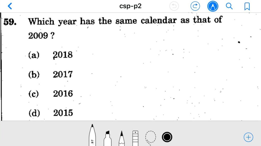 Civil Services 2019 Qn A59 Which Year Has The Same Calendar As That Of 