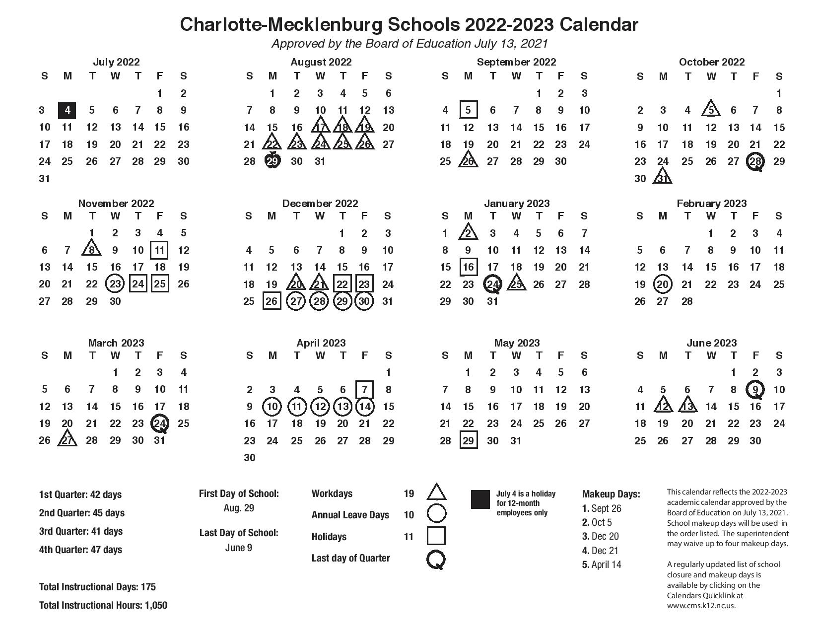 CMS Schools Calendar 2022 2023 Charlotte Mecklenburg Schools Public