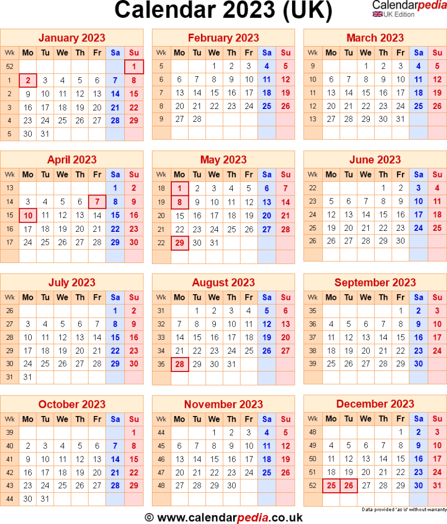 Cool 2023 Calendar Uk With Bank Holidays Printable Pics Calendar With 
