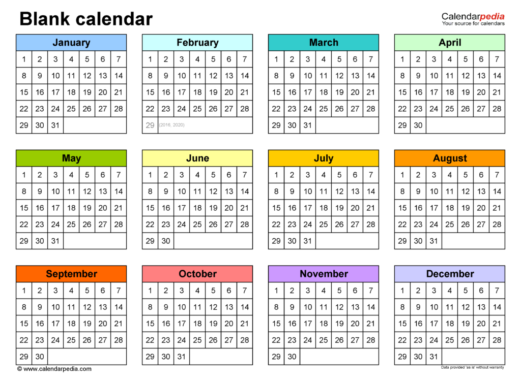 Editable Free Calendar Template Summafinance