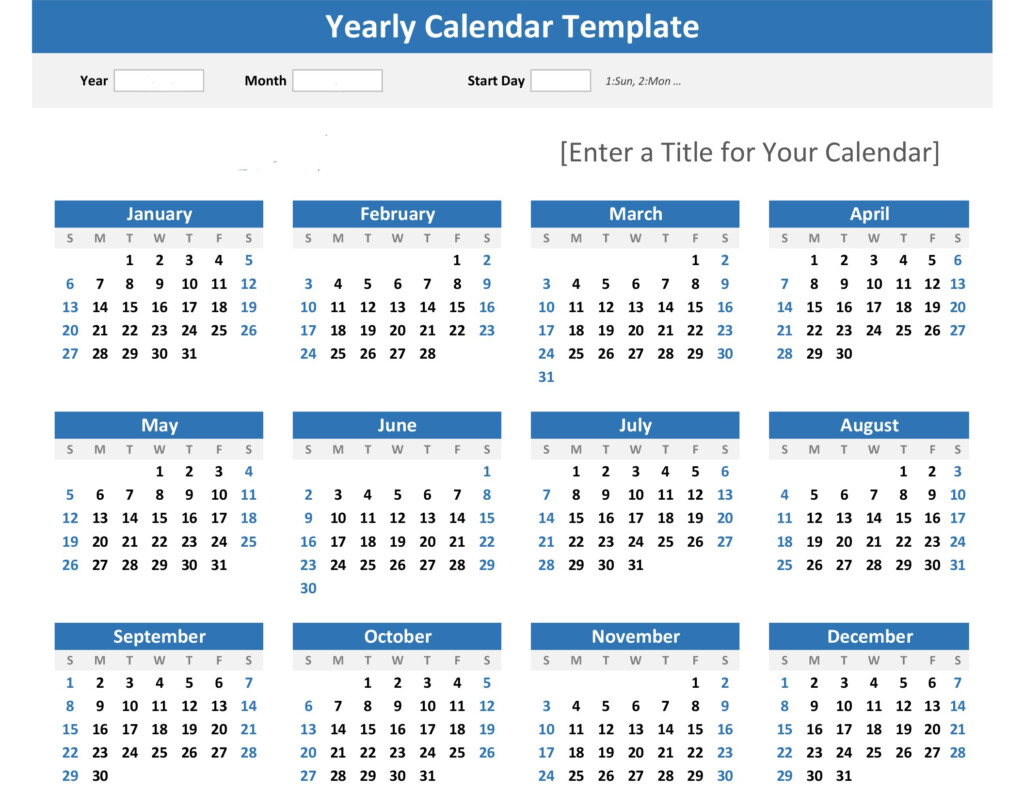 Excel Calendar At A Glance 2020 Calendar Template Printable Monthly 