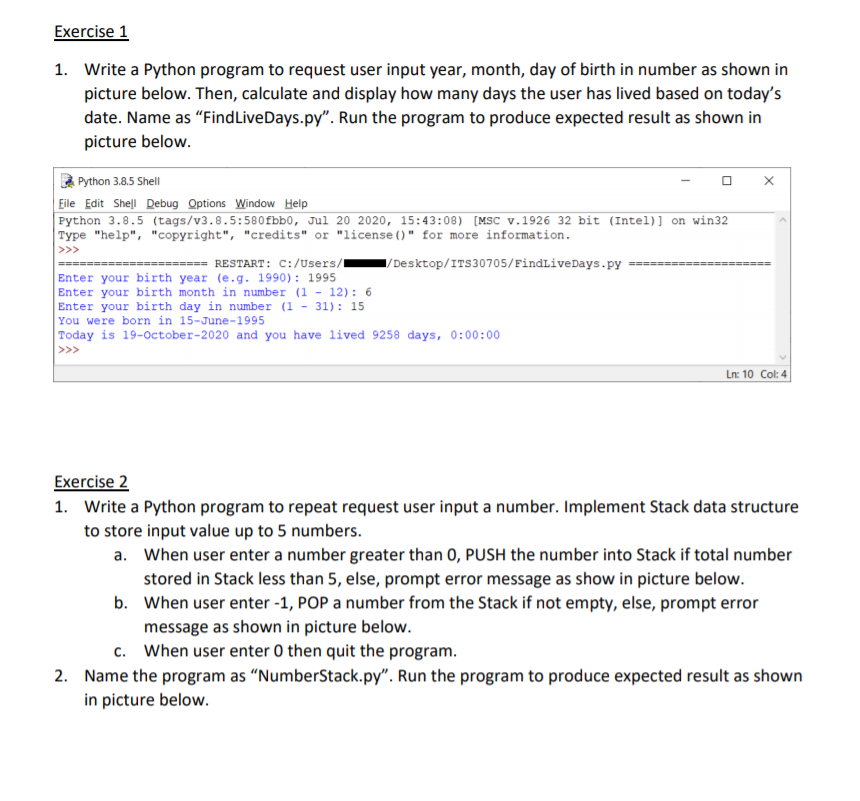 Exercise 1 1 Write A Python Program To Request User Input Year Month 