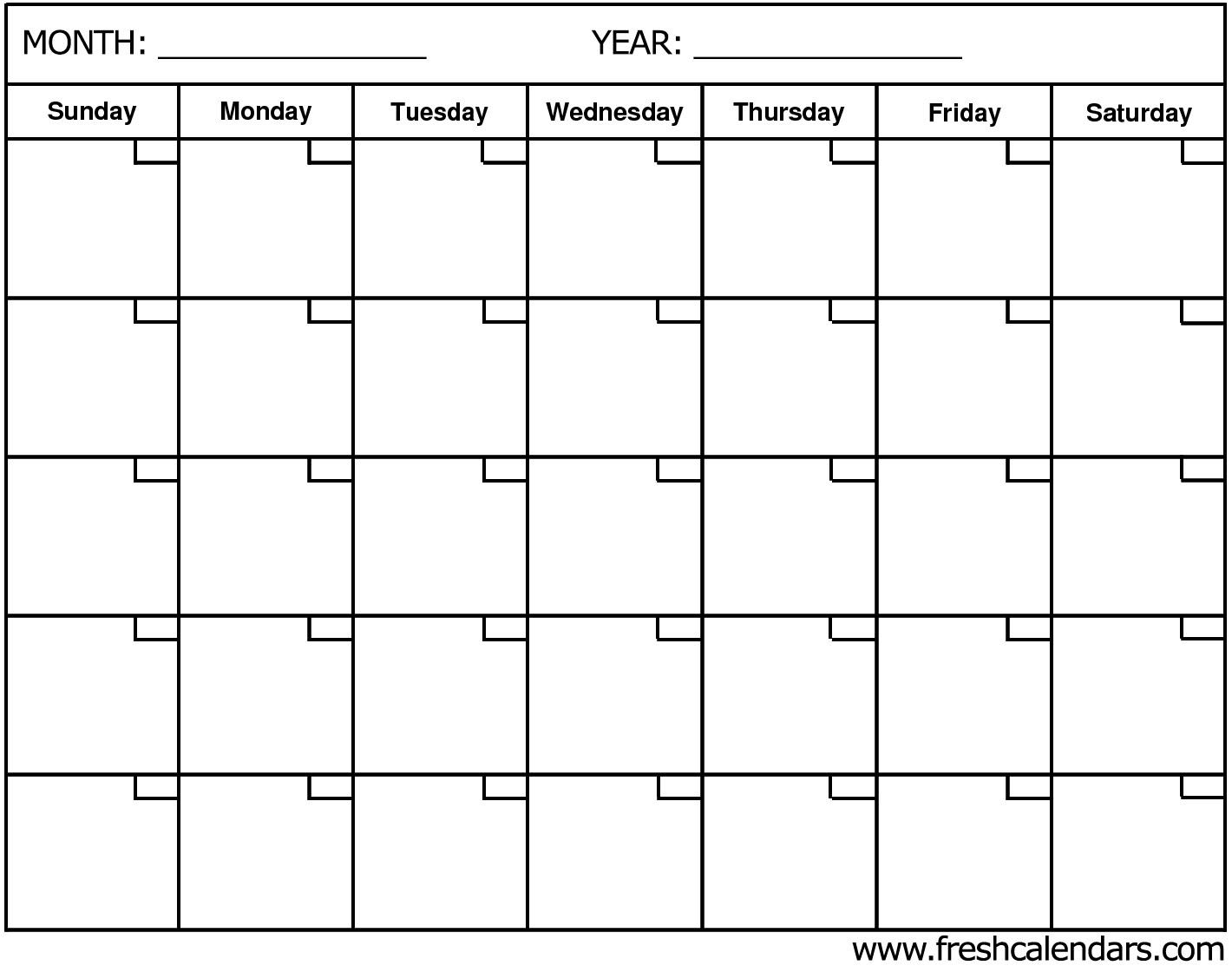 Extraordinary Calendar Month Template Blank Printable Blank Calendar
