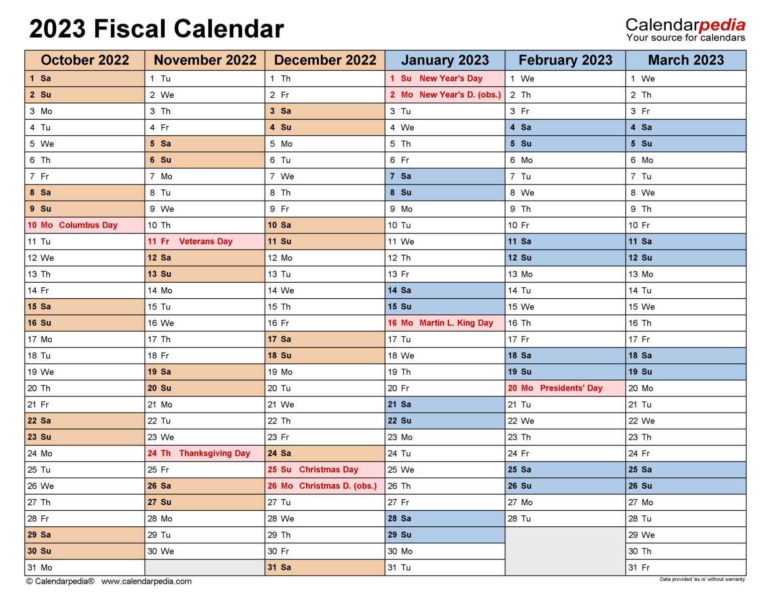 2023 Tax Year Calendar Printable