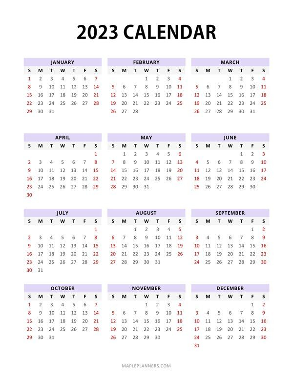 Free Printable 2023 Yearly Calendar Template In 2022 Yearly Calendar 