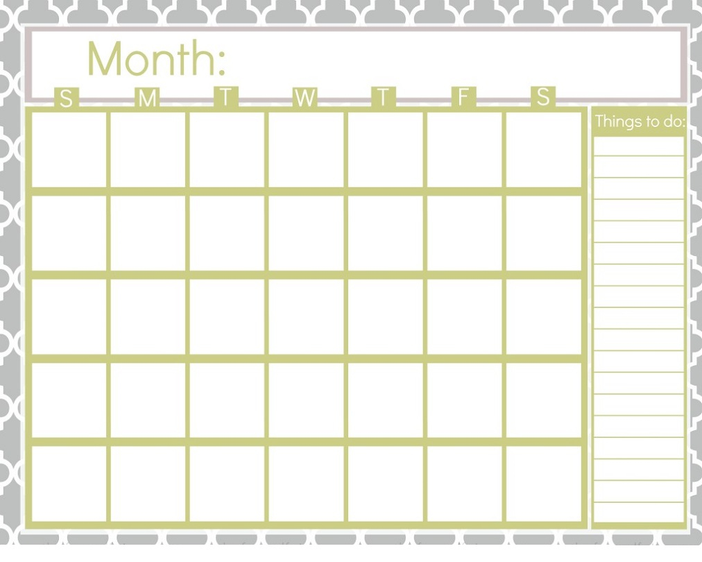 Free Printable Blank Calendar Template Free Letter Templates