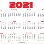 Free Printable Calendar 2021 Yearly Crownflourmills