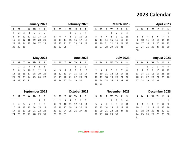 Free Printable Yearly Calendar Template 2023 - YearlyCalendars.net