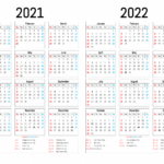 Free Two Year Calendar 2021 And 2022 Printable
