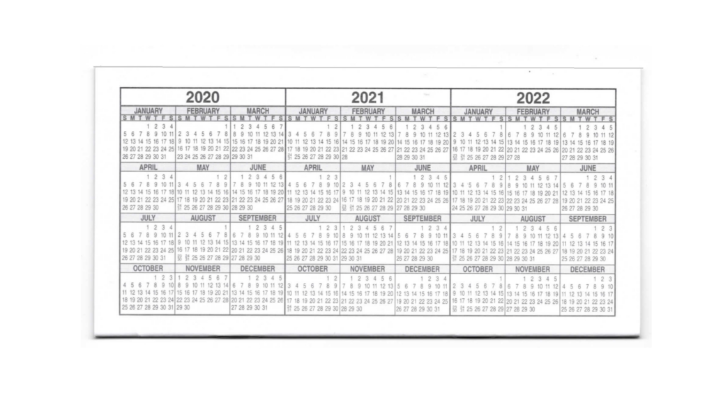 How To Free 2020 Checkbook Size Calendar Same Size As A Check For The 