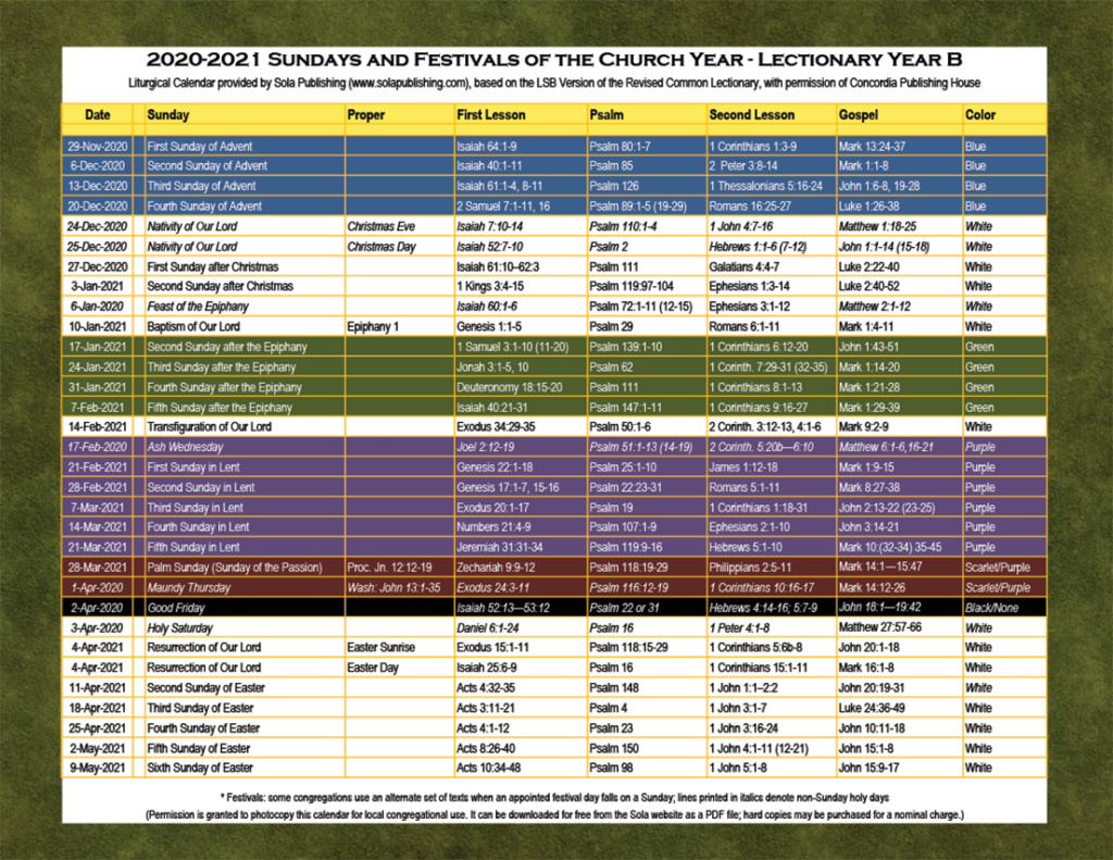 Liturgical Colors Calendar For Methodist Free Calendar Template