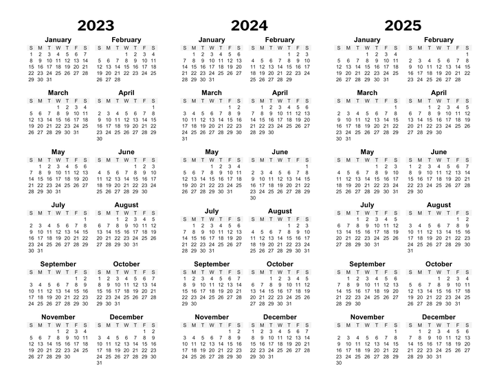 Printable 3 Year Calendar Calendar Templates