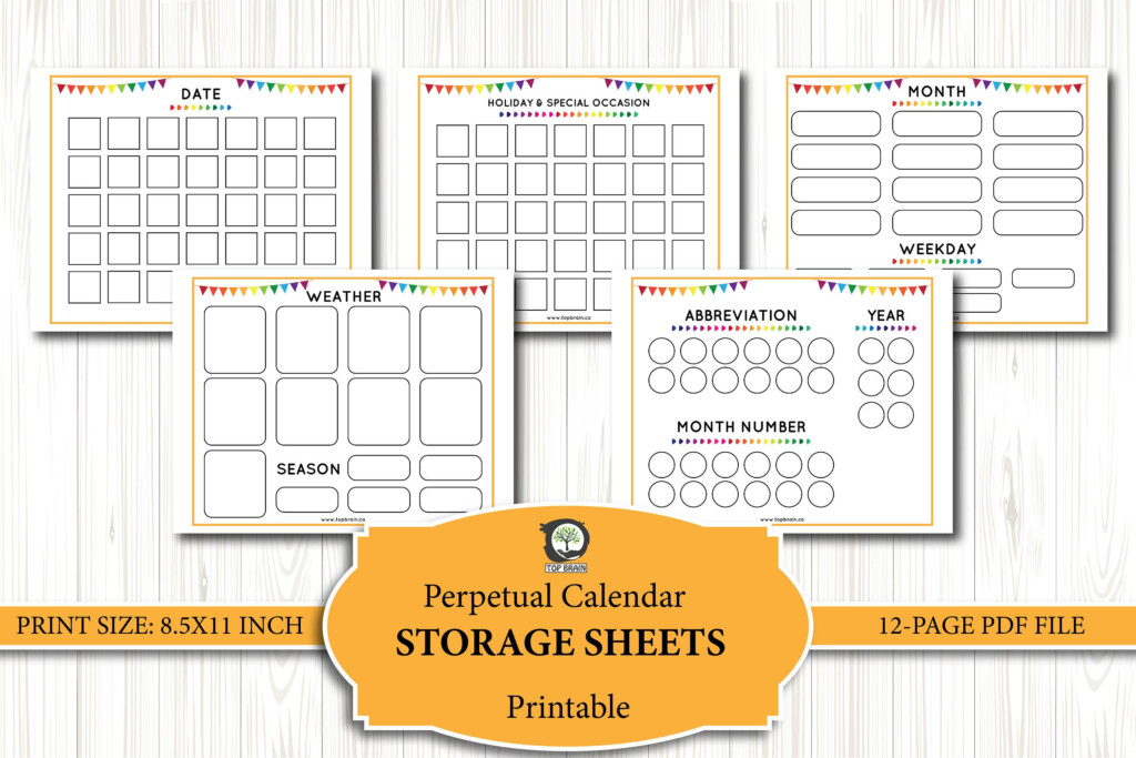 Printable Perpetual Calendar Kids Calendar Classroom Calendar Etsy 