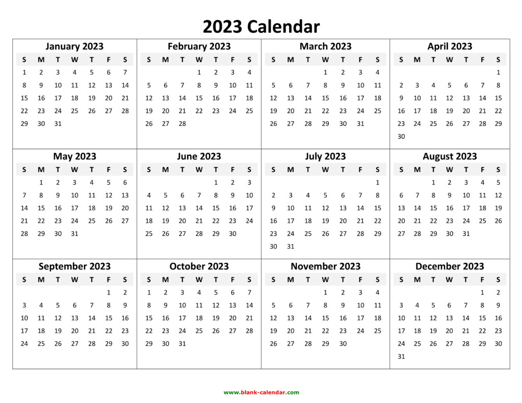 Printable Yearly Calendar 2023 23 Printable Form Templates And Letter