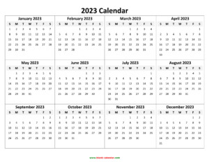 2023 Yearly Calendar Printable - YearlyCalendars.net