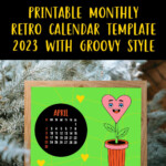 Retro Groovy Desktop Calendar 2023 Printable Monthly Template In 2022