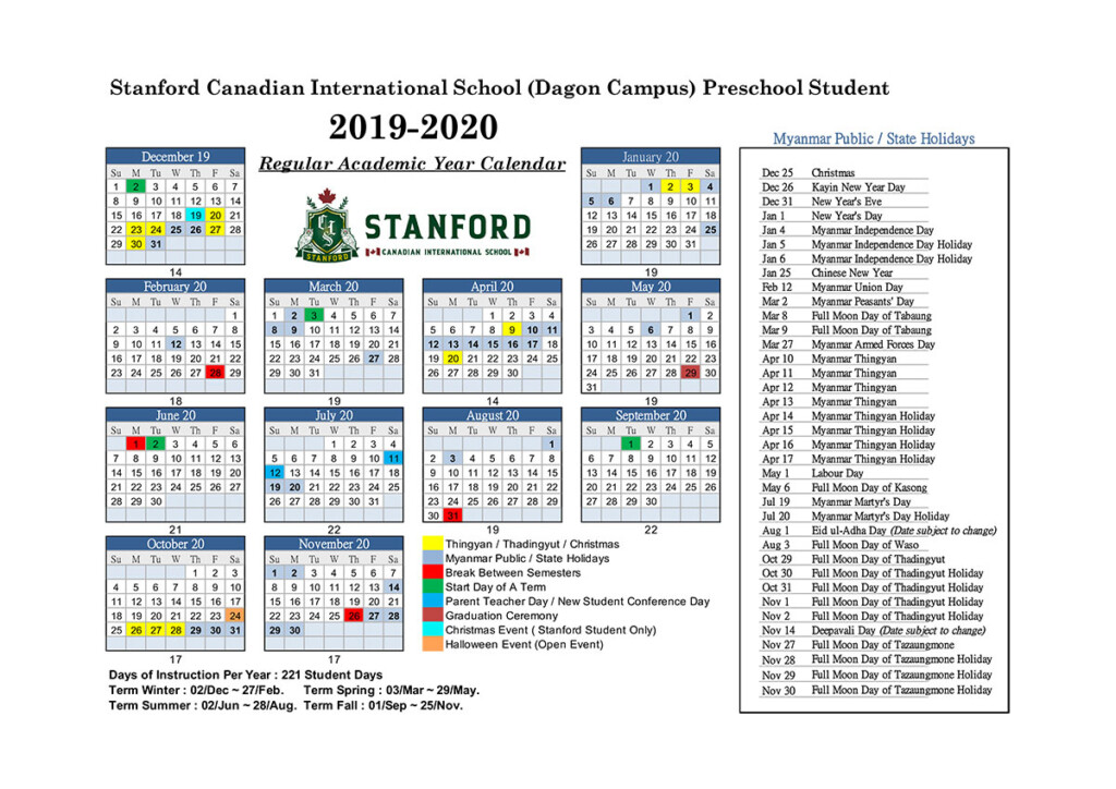 Stanford Academic Year Calendar 2023 Fall Quarter Printable