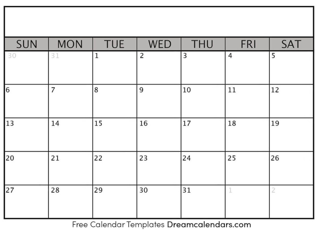 Universal Blank 30 Day Calendar Printable Get Your Calendar Printable