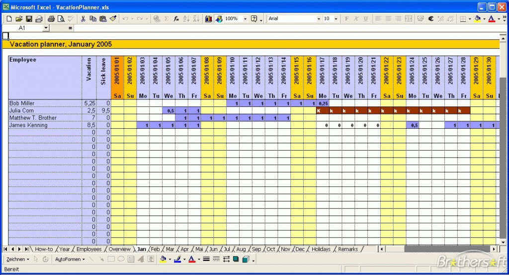 Vacation Plan Excel Sheet 2022 Example Calendar Printable