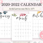 Wall Calendar Printable 2020 2021 2022 Wall Calendar Etsy