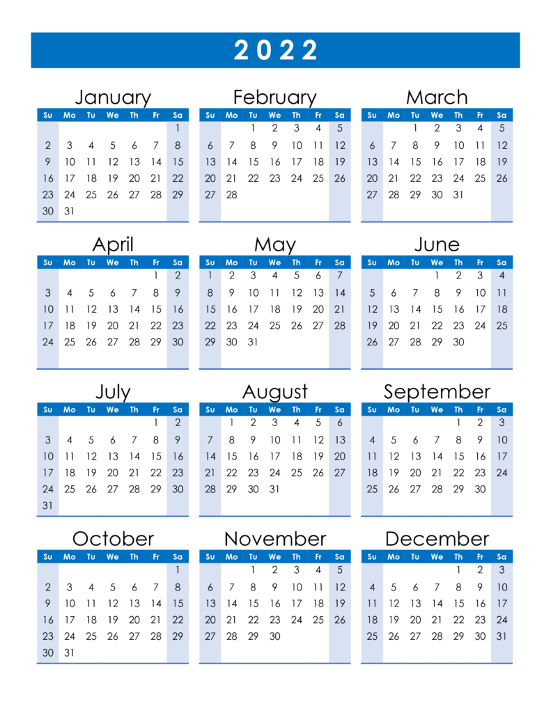 Year 2022 Calendar Templates 123calendarscom Yearly 2022 Printable 