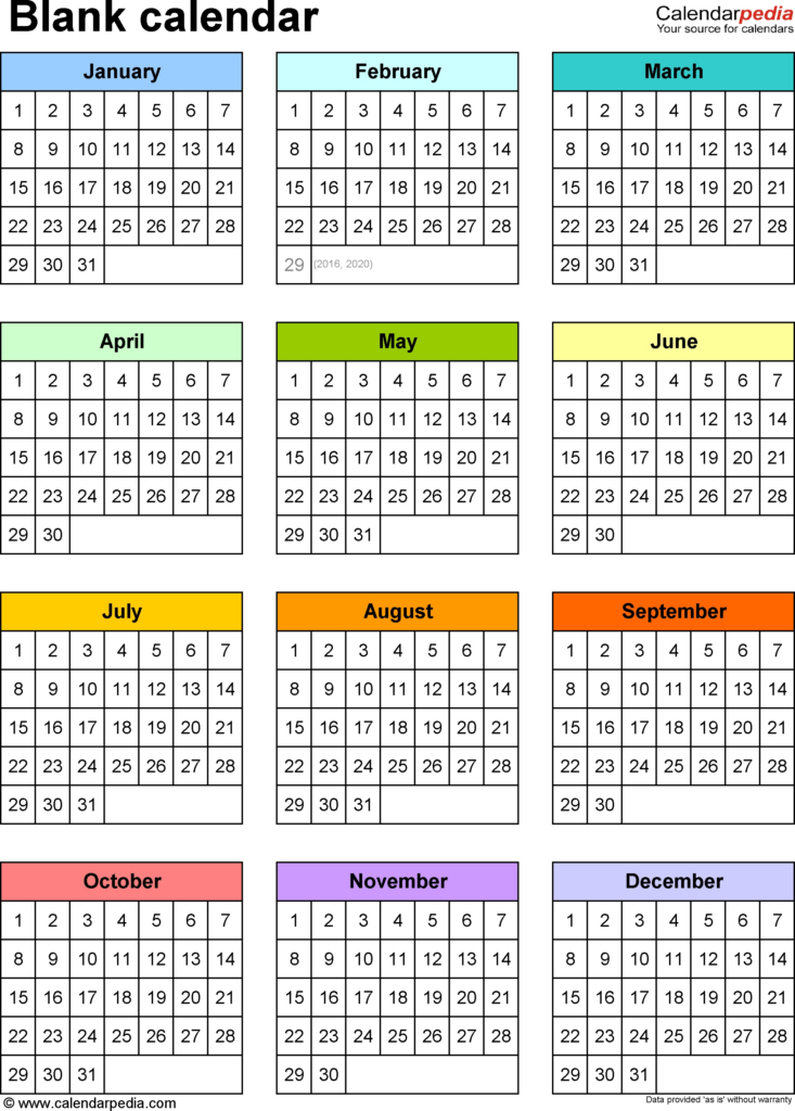 Year At A Glance Printable Printable Word Searches