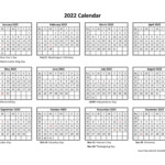 Yearly Calendar 2022 Printable With Federal Holidays Free calendar
